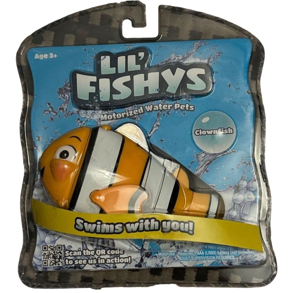 Lil' Fishys Motorized Clownfish Interactive Bath Toy Kids 3 Yrs & Up Water Pets